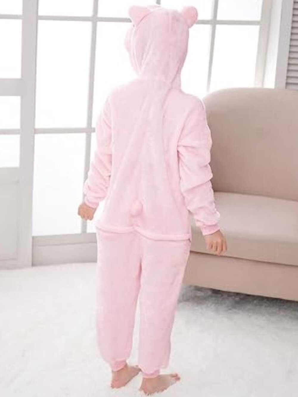 Kids Pink Pig Plush Fleece Onesie Kigurumi Halloween Cosplay Costume New *Open* - Picture 3 of 17